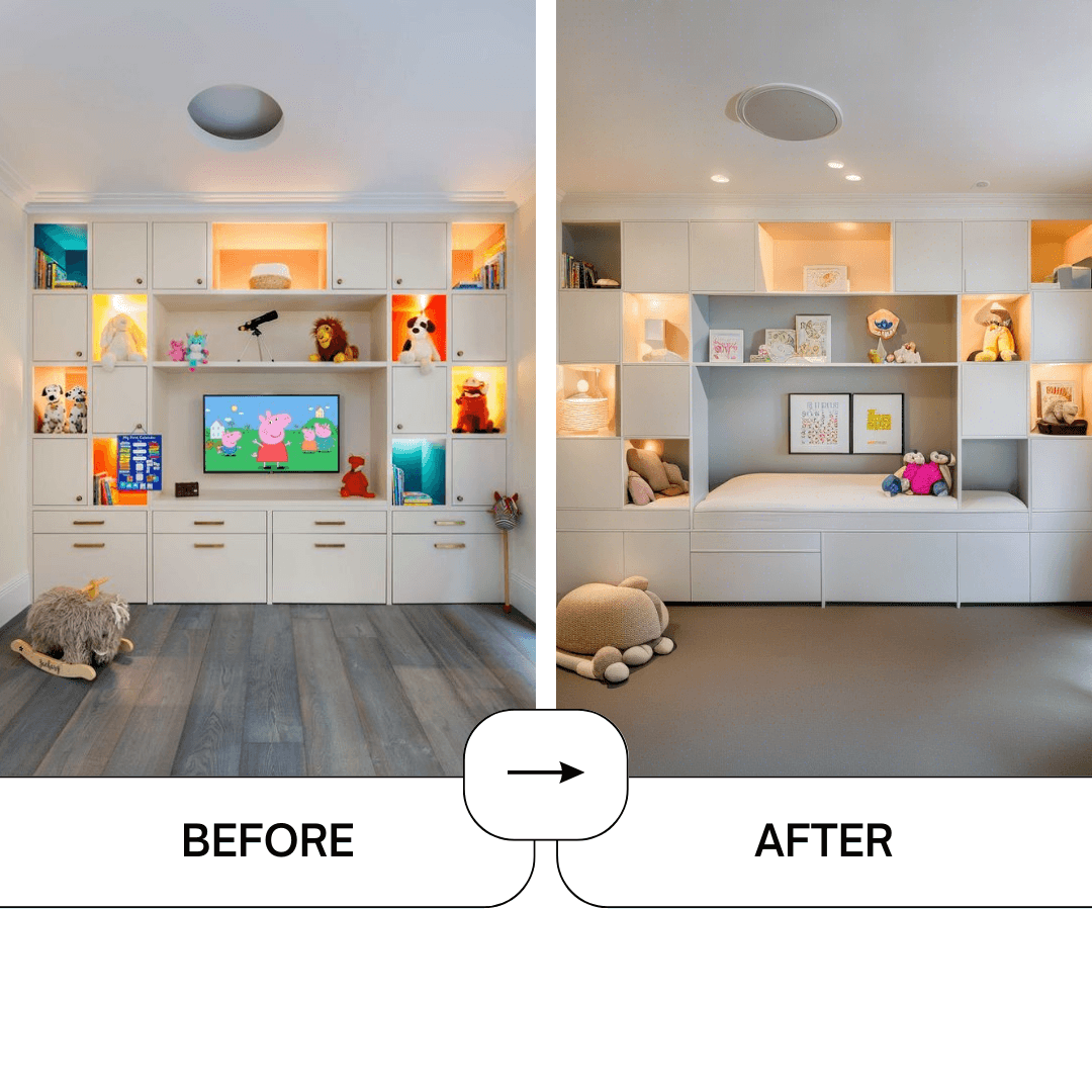 Before and after using Modern style redesign
