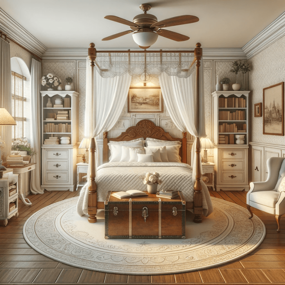 a bedroom designed in a colonial style