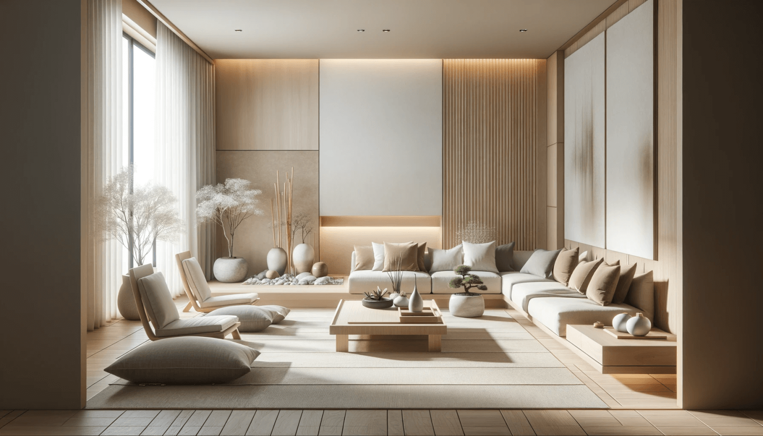 a living room designed with a zen style