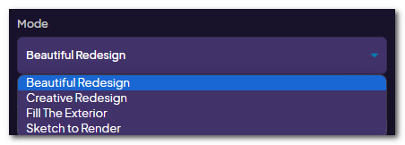Choose the mode you want the AI to redesign