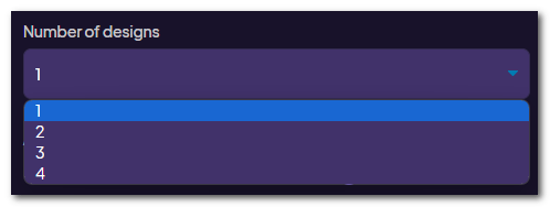 select the number of designs you want the AI to make