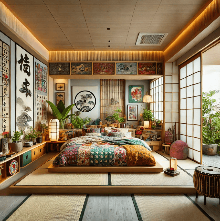 eclectic-japanese-bedroom a japanese bedroom designed in a eclectic style