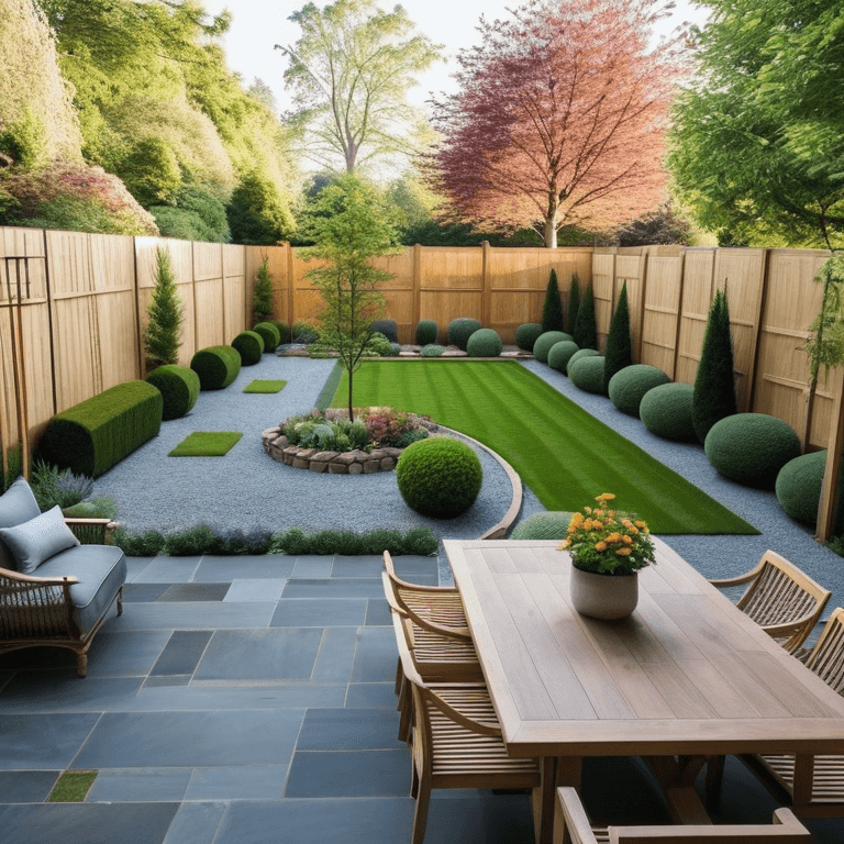 english-urban-backyard a front yard designed in a english design