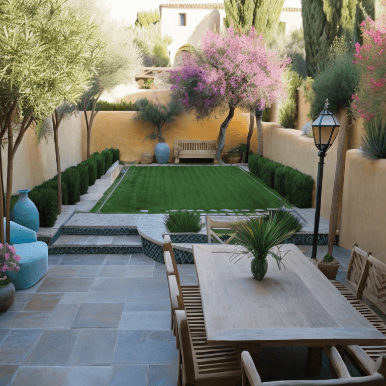 mediterranean-urban-backyard a front yard designed in a mediterranean design