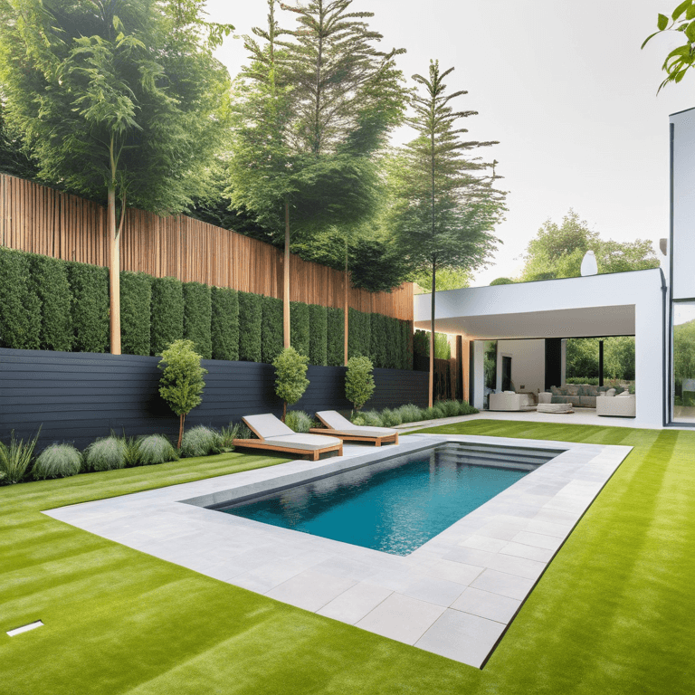 modern-backyard-pool a front yard designed in a modern design