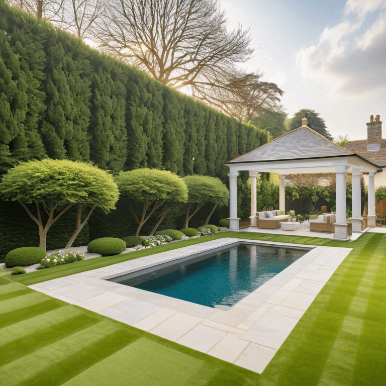 traditional-backyard-pool a front yard designed in a traditional design