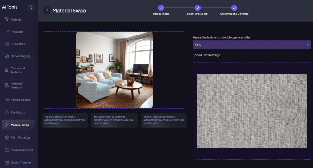uploading a material for the Materials Swap tool