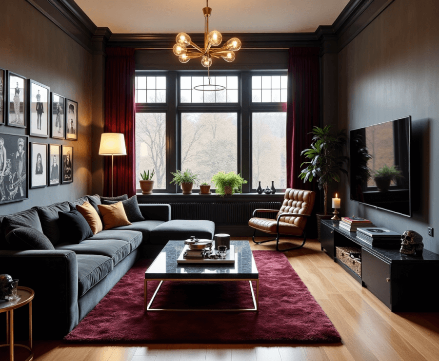 another living room designed in a glam rock style
