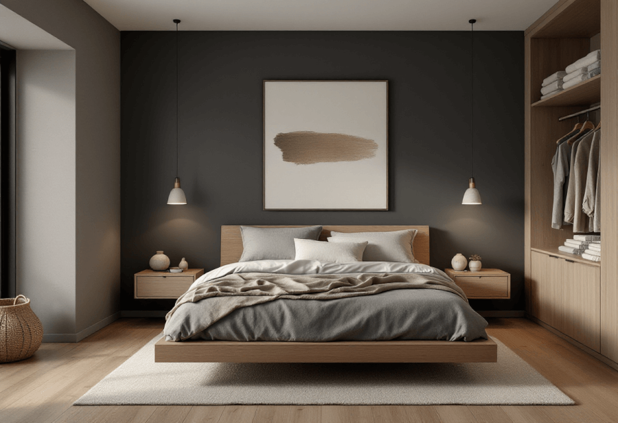 another bedroom designed in a Japandi style