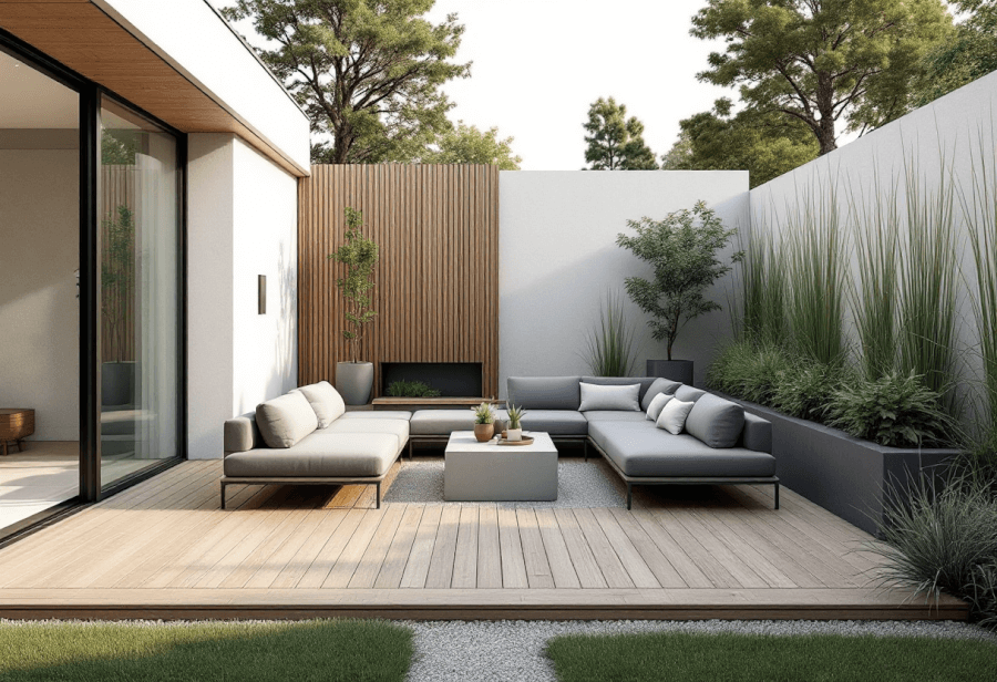 a garden designed in a minimalist style