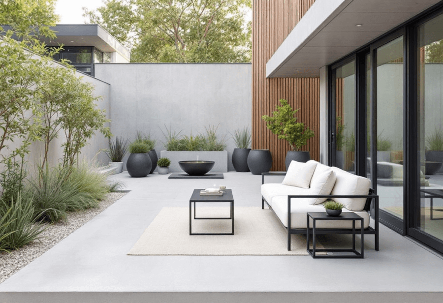 an outdoor space designed in a minimalist style