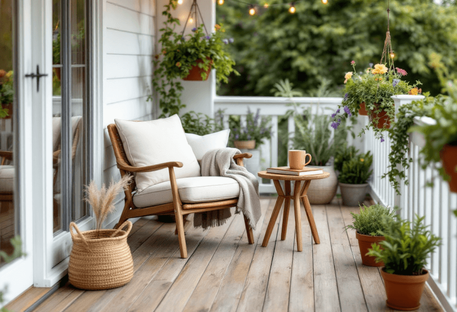 another balcony designed with some natural elements