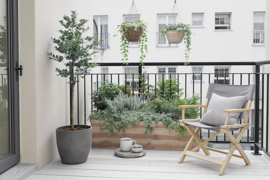 a minimalist balcony garden designed with plants
