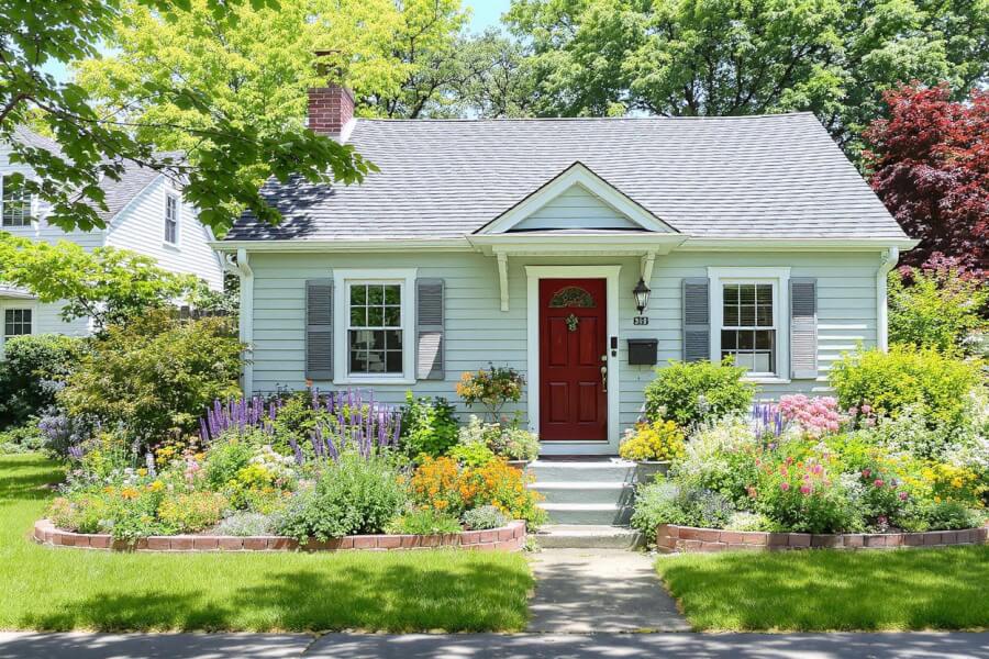 the front of a house designed in a perennial style