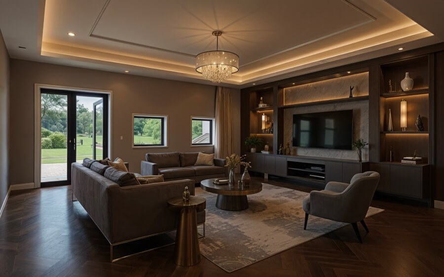 a photo of the unfinished interior of a house now being complete