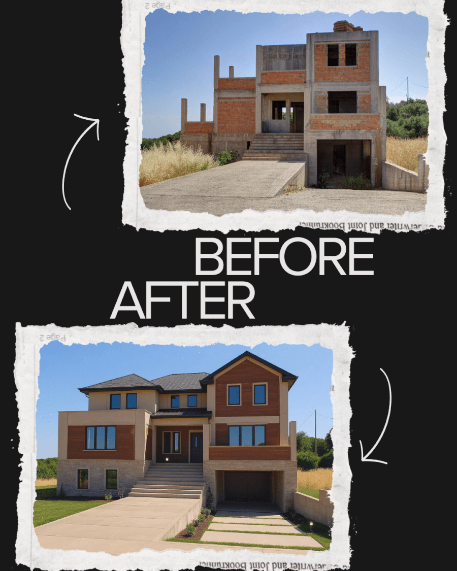 a before and after for a property developer project