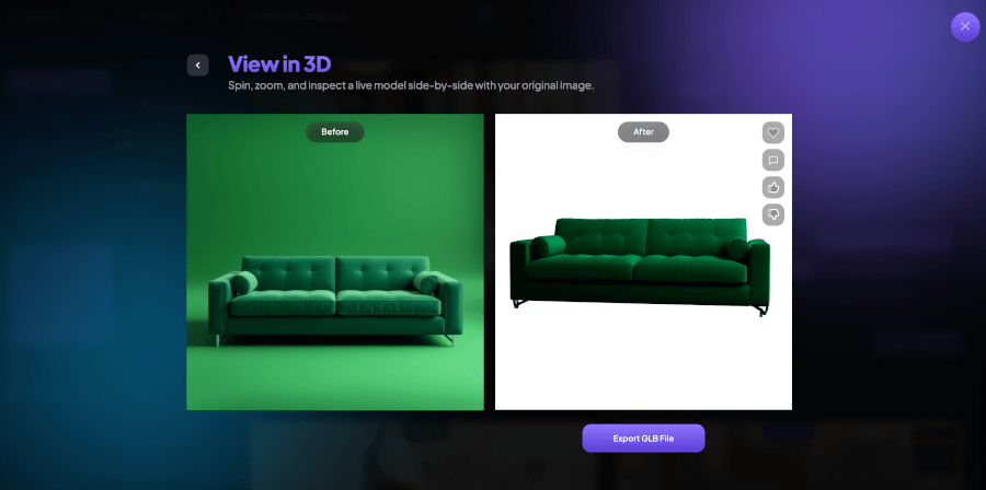 the sofa generated 3D