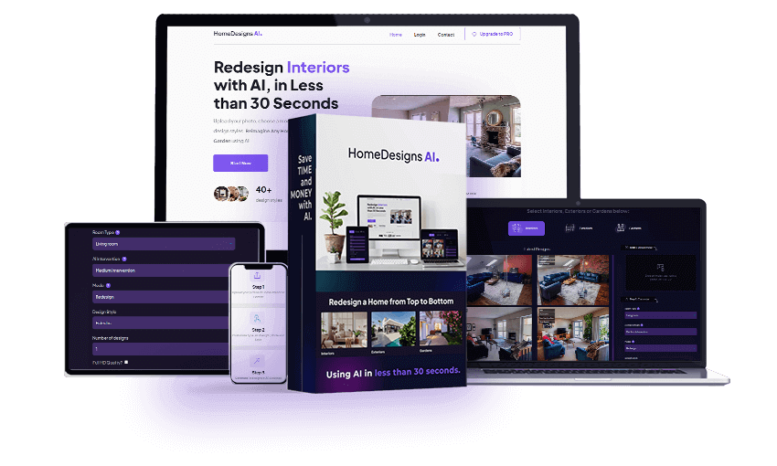 HomeDesignsAI software package bundle to redesign any interiors, exterior or garden with AI